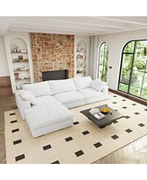 Cloud Modular Sectional Sofa with Storage Ottoman 120inch Down Filled Comfort L Shaped Sofa Couch for Living Room 3Seater +1 Ottoman