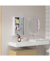 Wall Mounted Medicine Cabinet, Locking Wall Cabinet with 3 Tier Shelves, Stainless Steel Frame and Glass Door, Lockable with 2 Keys, Silver, 12"