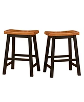 Denise Austin Toluca Walnut Saddle Counter Stool - Set of 2