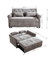 58" Chenille 3-in-1 Loveseat Sofa Bed Sleeper with Pillows