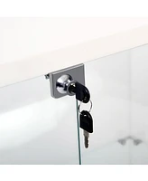 White Tempered Glass Cabinet w/ Led, Lock & Wheels