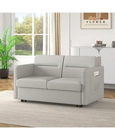Loveseats Sofa Bed with Pull-out Bed,Adjsutable Back and Two Arm Pocket-Light grey(54.5"x33"x31.5")