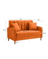 Modern Design Couch for Living Room Department Small Space Loveseat Smooth Velvet Upholstered Tufted Sofa Orange