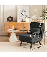 5-in-1 Convertible Sleeper Sofa Chair for Adults (Black)
