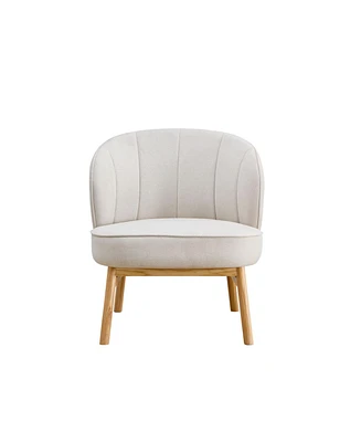 Ash Wooden Frame Upholstered Lounge Shell Chair,Modern Chair 1PC Comfor Chairs for Living Room,Coffee Shop,Office