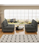 Modern Cloud Compression Sofa, 90.5", Frosted Velvet, Dark Gray