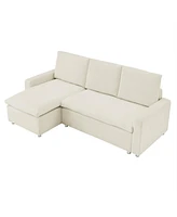L-Shaped Convertible Sofa Bed with Pull-Out Bed, Storage and Washable Covers