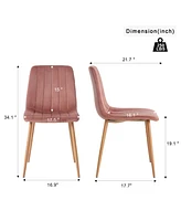 Pink Velvet Dining Chairs (Set of 4), Modern Upholstered Side Chair