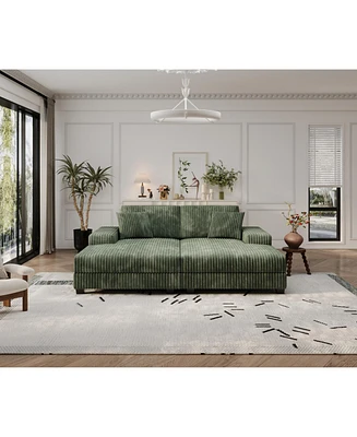 Cozy Corduroy Sleeper Sofa: Oversized, Modern Double Lounge