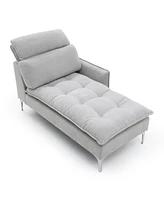 55" Chaise Lounge Sofa: Left Armrest, Pillow, Tufted