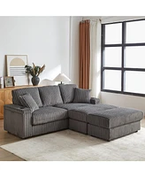 Comfy 3-Seater Corduroy Sofa with Storage Spaces