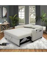 Modern Velvet Foldable Sofa Bed with Adjustable Back, Usb Port, Ashtray, and Swivel Phone Stand