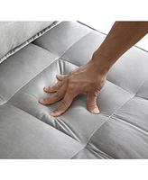 Modern Velvet Convertible Sofa Bed with Detachable Backs, Grey