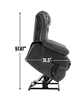 Electric Grey Power Lift Recliner with Vibration Massage and Heating