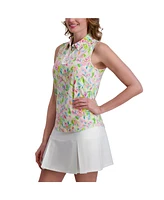 Stella Parker Women's Ruffle Front Sleeveless Polo