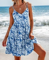 Cupshe Women's Rustic Daisy Floral Mini Beach Dress