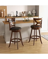 Swivel Bar Stools Set of 2 with Soft Cushion and Elegant Hollow Backrest