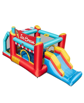 5-in-1 Ice Cream Inflatable Bounce House with Ball Pit and Slide without Blower
