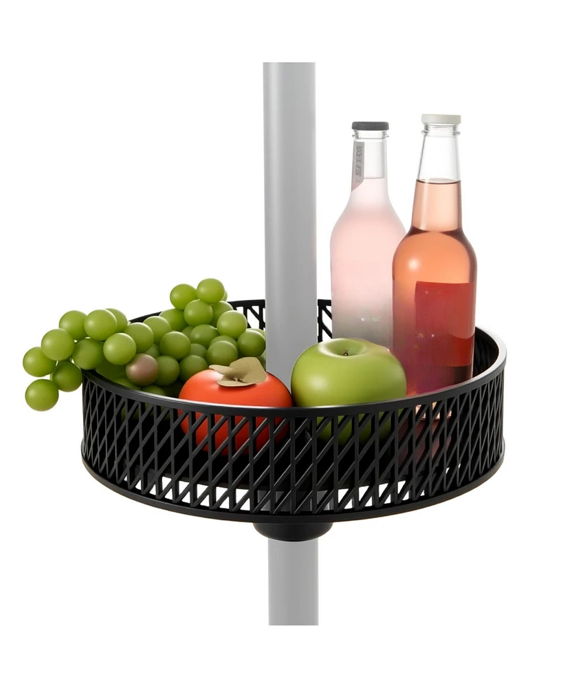Patio Umbrella Table Tray Adjustable with Storage and Umbrella Poles