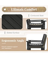 52 Inch All-Weather Hdpe Outdoor Bench with Backrest and Armrests