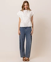 Line & Dot Women's Biva Cotton Round-Neck Tunic Top