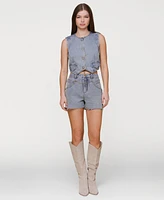 Avec Les Filles Women's Yoke Detail Denim Shorts