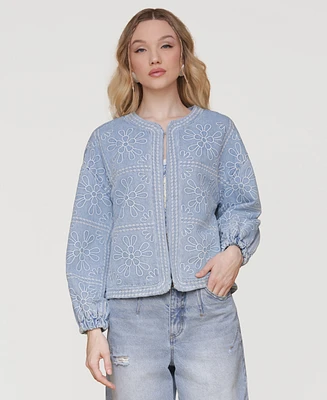 Avec Les Filles Women's Floral Embroidered Barn Jacket