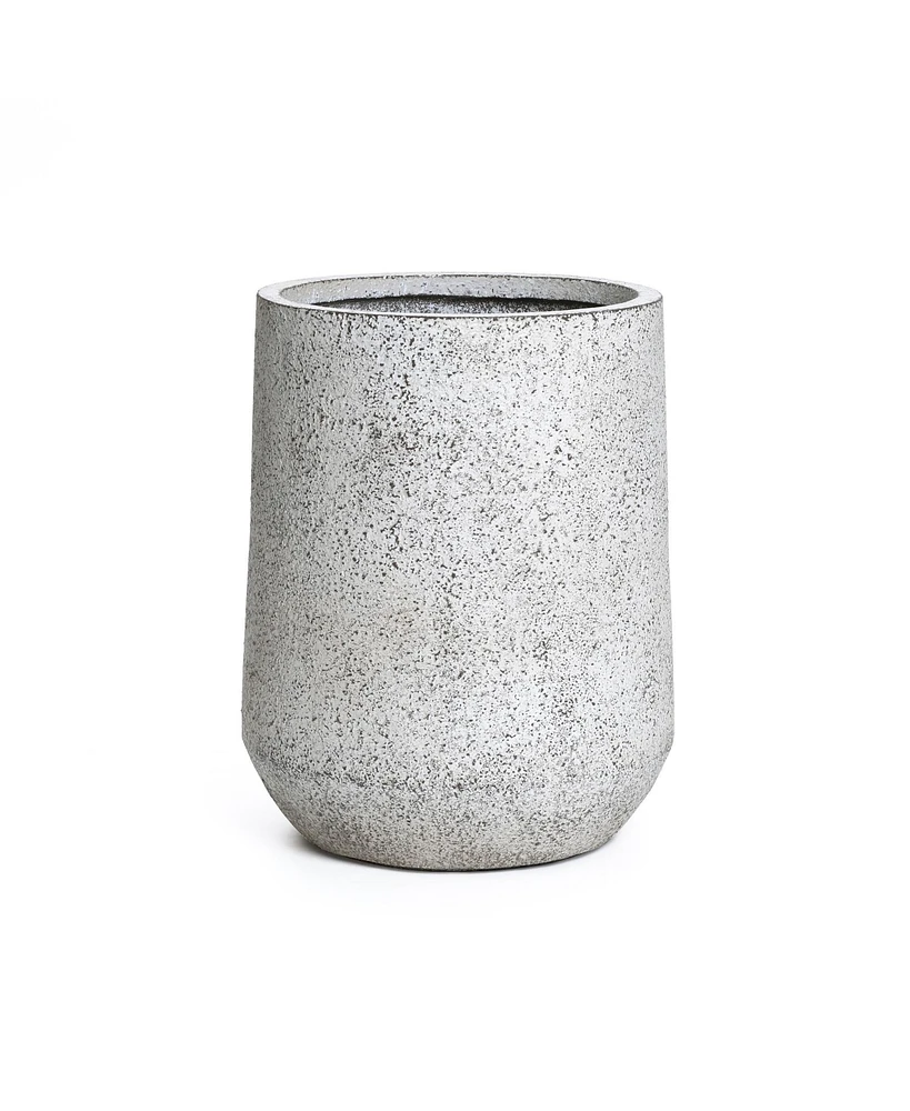 LuxenHome Speckled Gray and Off-White Textured Round Tapered -Inch Tall MgO Planter