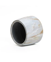 LuxenHome 2-Piece Marble White with Brown Ribbons Texture MgO Planter Set, Indoor and Outdoor
