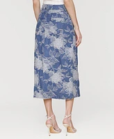 Avec Les Filles Women's Floral Denim Maxi Skirt