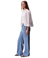Calvin Klein Jeans Women's High-Rise Wide-Leg Cargo