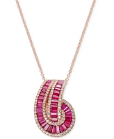 Effy Ruby (2-1/3 ct. t.w.) & Diamond (3/8 ct. t.w.) Swirl 18" Pendant Necklace in 14k Rose Gold