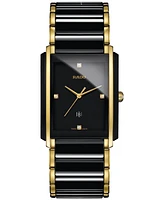 Rado Unisex Swiss Integral Diamond Accent Black Ceramic & Gold-Tone Stainless Steel Bracelet Watch 31x41mm R20204712
