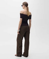 Mango Women's Linen Cargo Pants