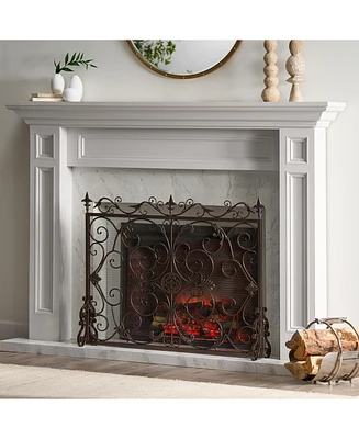 Darcie Victorian-Style Ornate Design Gold Fireplace Screen