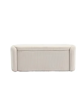 Storage Ottoman, Bedroom End Bench, Upholstered Fabric Storage Ottoman with Safety Hinge, Entryway Padded Footstool, Ottoman Bench for Living Room & B