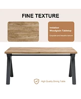 63" Wood Dining Table w/ Black A-Frame Legs
