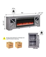 75" Fireplace Tv Stand for TVs up to 80",with 44" Electric Fireplace