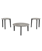 Living Room Coffee Table: Modern and stylish 24 inch round small coffee table, imitation marble tabletop with rubber wood solid wood legs