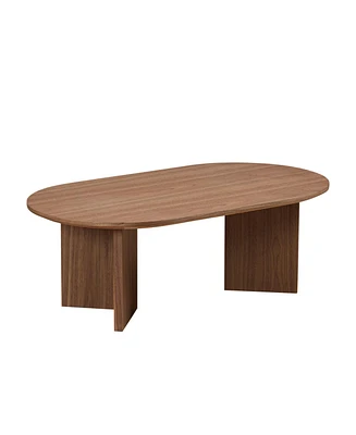 Modern 39" Oval Coffee Table with Sturdy Base