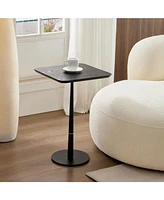 Mdf with metal feet, square shape, located in living space and lounge area, black