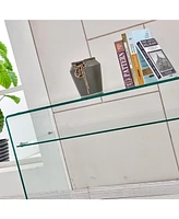 Glass Console Table, Transparent Tempered Glass Console Table with Rounded Edges Desks, Sofa Table