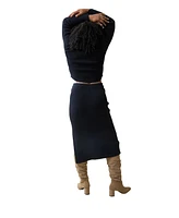 Ingrid + Isabel Maternity Two Piece Sweater Midi Skirt Set Black Xl