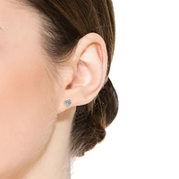 Heart Bezel Set Clear Cubic Zirconia Stud Earrings
