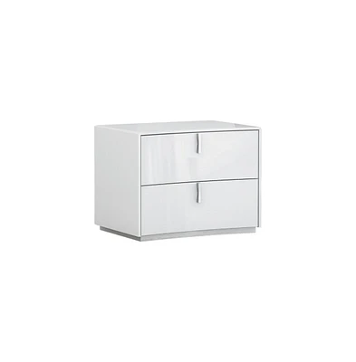 Contemporary Two-Drawer Nightstand – Manufactured Wood Design for Bedroom Storage