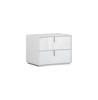 Contemporary Two-Drawer Nightstand – Manufactured Wood Design for Bedroom Storage
