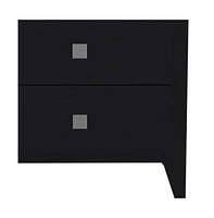 Two Drawer Faux Wood Nightstand – Compact & Functional Bedroom Organizer