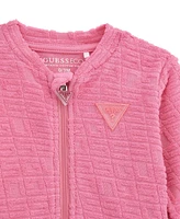 Guess Baby Girls 3-Piece Long Sleeve Bodysuit, Jacquard Zip-Up Sweatshirt, and Pants Set