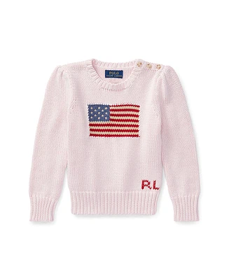 Polo Ralph Lauren Toddler and Little Girls Flag Crewneck Sweater