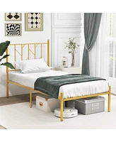 Gymax Twin Size Platform Bed Frame Heavy-duty Metal Bed Frame w/Sturdy Metal Slat Support